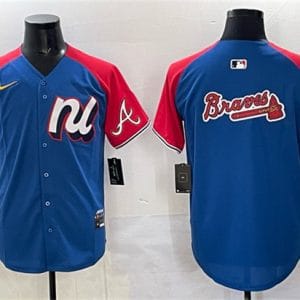 National League Atlanta Braves Team Big Logo Blue Red Alternate 2025 All-Star Edition Limited Stitched Jersey