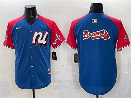 National League Atlanta Braves Team Big Logo Blue Red Alternate 2025 All-Star Edition Limited Stitched Jersey