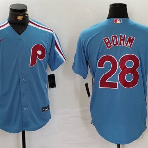 Philadelphia Phillies #28 Alec Bohm Blue Cool Base Stitched Jersey