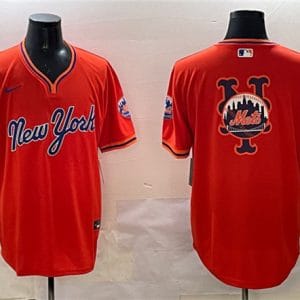 New York Mets Team Big Logo Orange 2025 Spring Training Stitched Jersey