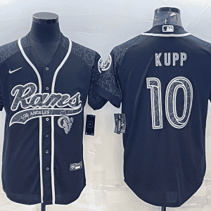 Los Angeles Rams #10 Cooper Kupp Black Reflective With Patch Cool Base Stitched Baseball Jersey