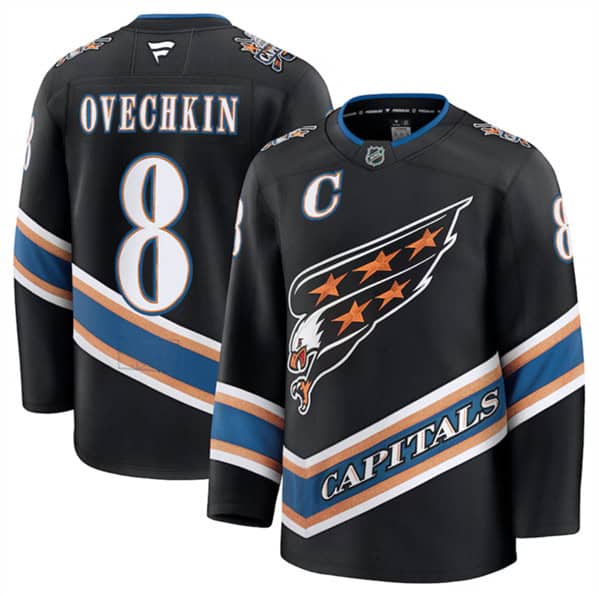 Washington Capitals #8 Alexander Ovechkin Black 2024-25 Alternate Stitched Jersey