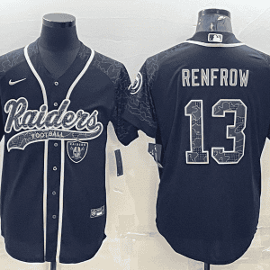 Las Vegas Raiders #13 Hunter Renfrow Black Reflective With Patch Cool Base Stitched Baseball Jersey