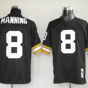 Mitchel Ness Saints #8 Archie Manning Black Stitched Throwback Jersey