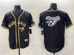 Toronto Blue Jays Team Big Logo Black Gold Cool Base Stitched Jersey