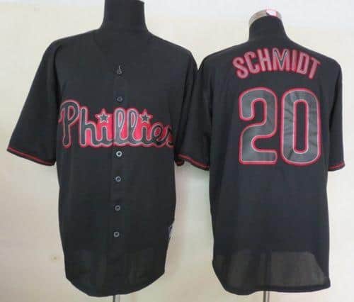Phillies #20 Mike Schmidt Black Fashion Stitched Jersey