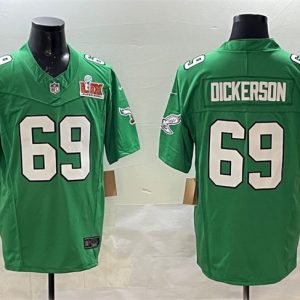 Philadelphia Eagles #69 Landon Dickerson Green 2025 Super Bowl LIX Patch F.U.S.E. Throwback Vapor Untouchable Limited Stitched Jersey