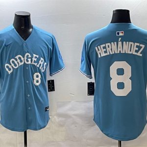 Los Angeles Dodgers #8 Enrique Hernandez Light Blue Limited Stitched Jersey