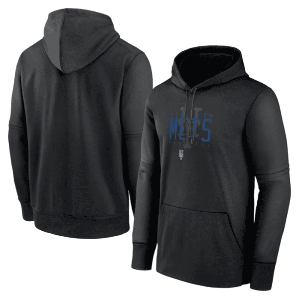 New York Mets Black Pregame Performance Pullover Hoodie