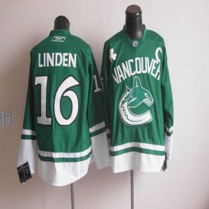 Canucks St Patty's Day #16 Trevor Linden Green Stitched Jersey