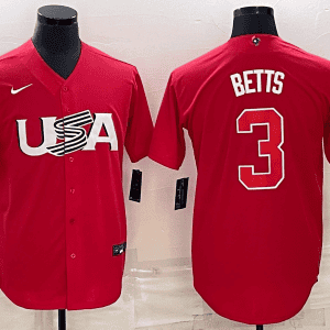 USA #3 Mookie Betts 2023 Red World Classic Stitched Jersey