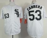 White Sox #53 Melky Cabrera White Black Strip Stitched Jersey