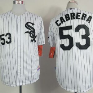 White Sox #53 Melky Cabrera White Black Strip Stitched Jersey