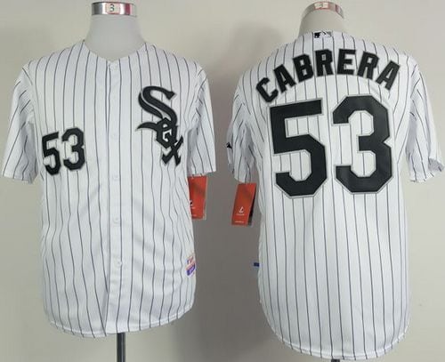 White Sox #53 Melky Cabrera White Black Strip Stitched Jersey