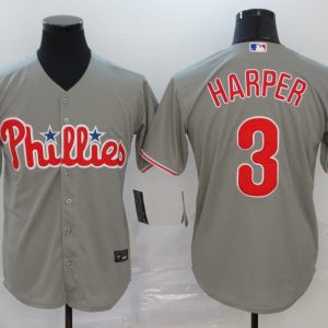 Philadelphia Phillies #3 Bryce Harper Grey Cool Base Stitched Jersey