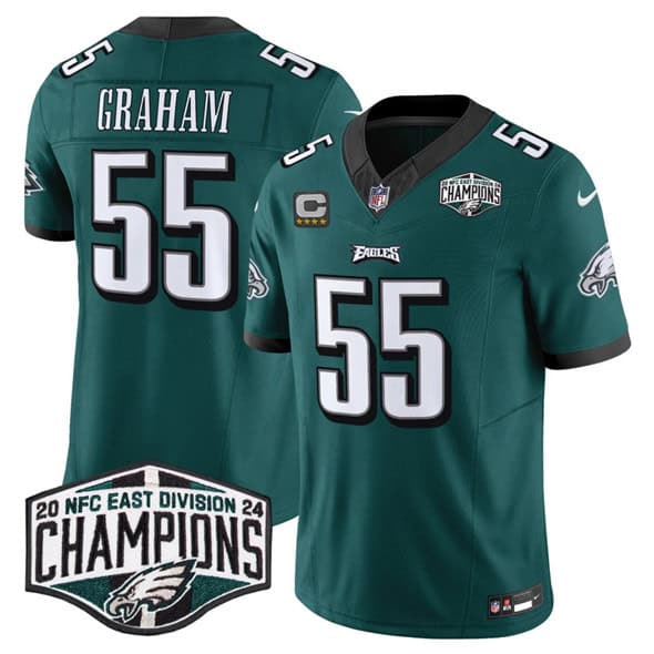 Philadelphia Eagles #55 Brandon Graham Green 2024 NFC East Champions With 4-Star C Patch F.U.S.E. Vapor Untouchable Limited Stitched Jersey