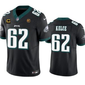 Philadelphia Eagles #62 Jason Kelce Black 2023 F.U.S.E. With 4-Star C Patch And John Madden Patch Vapor Limited Stitched Jersey
