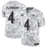 Baltimore Ravens #4 Zay Flowers 2024 F.U.S.E. Arctic Camo Salute To Service Limited Stitched Jersey
