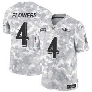 Baltimore Ravens #4 Zay Flowers 2024 F.U.S.E. Arctic Camo Salute To Service Limited Stitched Jersey