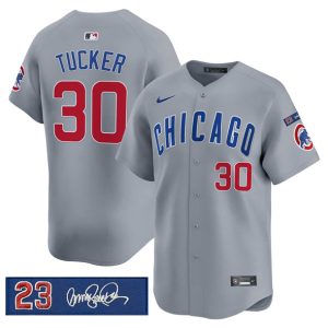 Chicago Cubs #30 Kyle Tucker Gray 'Ryne Sandberg Tribute' Vapor Limited V3 Stitched Jersey