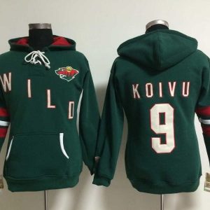Minnesota Wild #9 Mikko Koivu Green Old Time Heidi NHL Hoodie