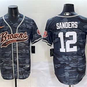 Cleveland Browns #12 Shedeur Sanders Gray Camo With Patch Cool Base Stitched Jersey