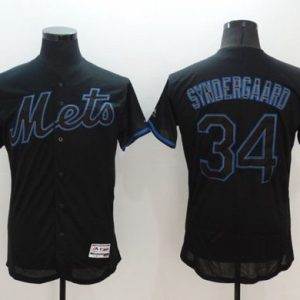 Mets #34 Noah Syndergaard Black Fashion Flexbase Authentic Collection Stitched Jersey
