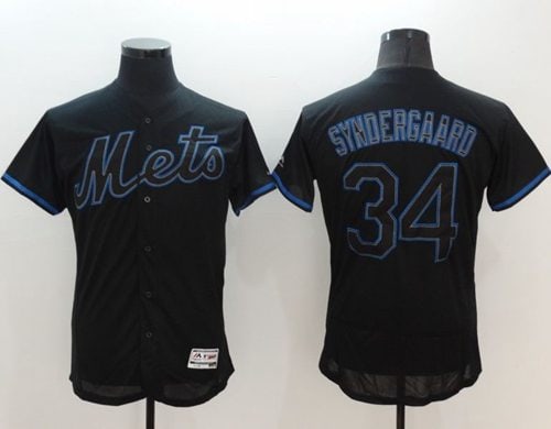 Mets #34 Noah Syndergaard Black Fashion Flexbase Authentic Collection Stitched Jersey