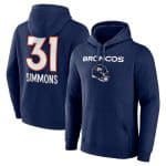 Denver Broncos #31 Justin Simmons Navy Team Wordmark Name Number Pullover Hoodie