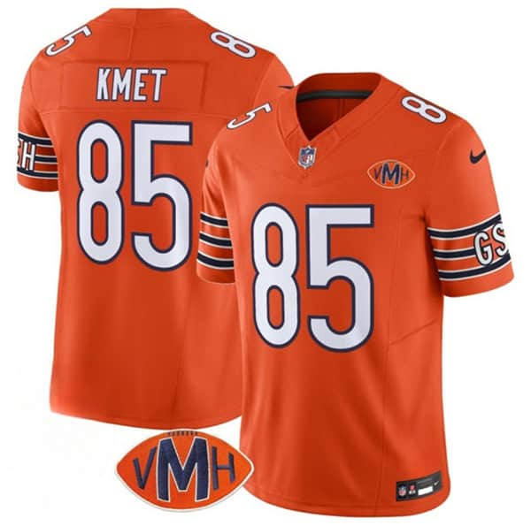 Chicago Bears #85 Cole Kmet Orange 2025 F.U.S.E. With VMH Patch Vapor Untouchable Limited Football Stitched Jersey