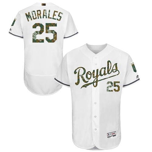 Royals #25 Kendrys Morales White Flexbase Authentic Collection 2016 Memorial Day Stitched Jersey