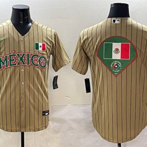 Mexico Tan 2023 World Classic Team Big Logo Stitched Jerseys