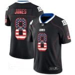 New York Giants #8 Daniel Jones Black USA Flag Color Rush Limited Fashion Stitched Jersey