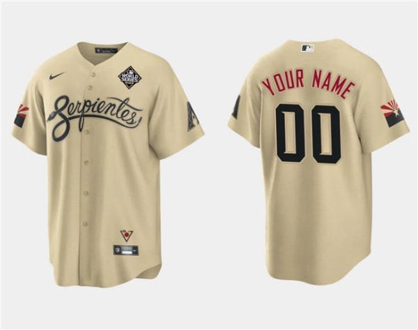 Arizona Diamondbacks Custom Gold 2023 World Series City Connect Cool Base Stitched Jersey