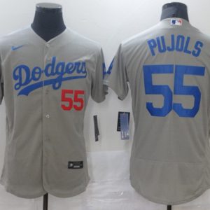 Los Angeles Dodgers #55 Albert Pujols Grey Flex Base Sttiched Jersey