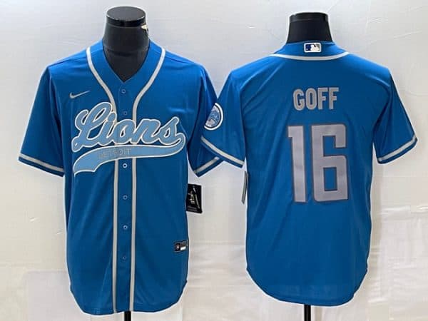 Detroit Lions #16 Jared Goff Blue Cool Base Stitched Jersey