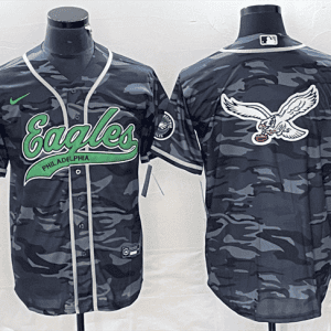Philadelphia Eagles Gray Camo Team Big Logo Cool Base Stitched Jersey
