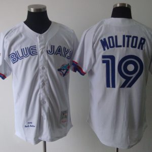 Mitchell And Ness Blue Jays #19 Paul Molitor White Stitched Jersey
