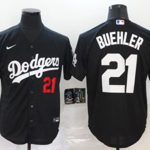 Los Angeles Dodgers #21 Walker Buehler Black Flex Base Stitched Jersey