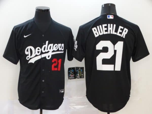Los Angeles Dodgers #21 Walker Buehler Black Flex Base Stitched Jersey