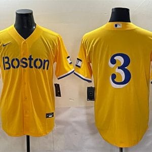 Boston Red Sox #3 Ceddanne Rafaela Gold City Connect Stitched Jersey