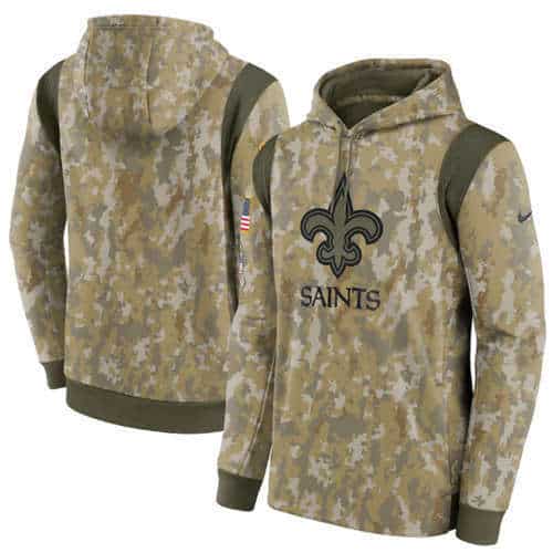 New Orleans Saints Camo 2021 Salute To Service Therma Performance Pullover Hoodie