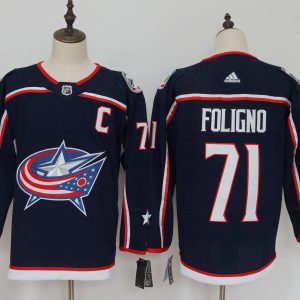 Columbus Blue Jackets #71 Nick Foligno Navy Stitched Adidas Jersey