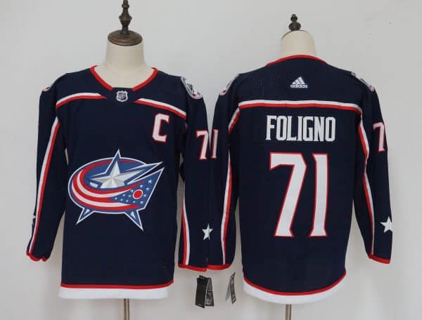 Columbus Blue Jackets #71 Nick Foligno Navy Stitched Adidas Jersey