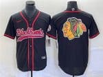 Chicago Blackhawks Black Team Big Logo Cool Base Stitched Jersey