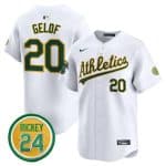 Oakland Athletics #20 Zack Gelof White 2024 Home Limited With Rickey Henderson Patch Stitched Jersey
