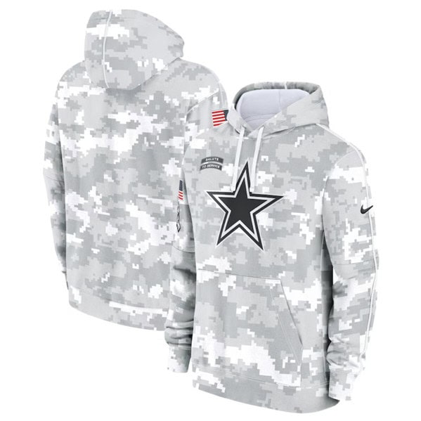 Dallas Cowboys 2024 Arctic Camo Salute To Service Club Fleece Pullover Hoodie