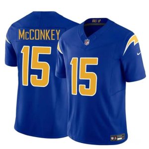 Los Angeles Chargers #15 Ladd McConkey Royal 2024 F.U.S.E Draft Vapor Limited Stitched Jersey