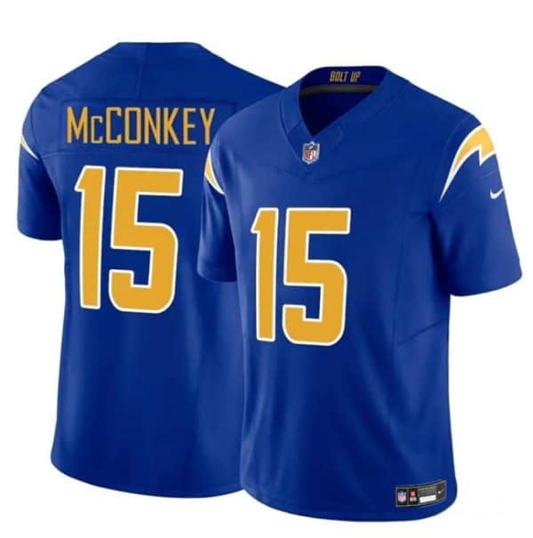 Los Angeles Chargers #15 Ladd McConkey Royal 2024 F.U.S.E Draft Vapor Limited Stitched Jersey