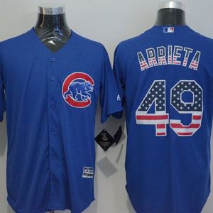 Cubs #49 Jake Arrieta Blue USA Flag Fashion Stitched Jersey